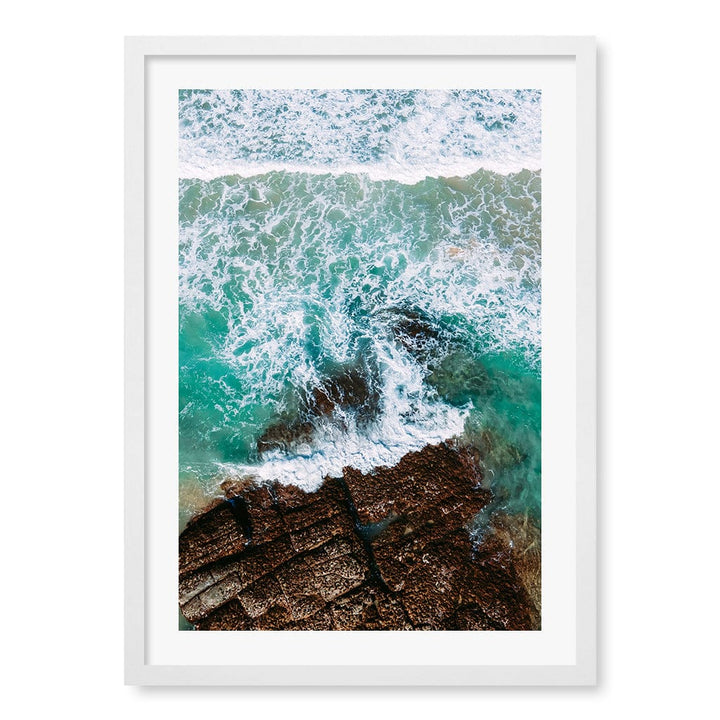 Aqua Rocks 3 Point Cartwright Wall Art Print A2 (42 x 59.4cm) / Matte White Frame / White Border from our Australian Made Framed Wall Art, Prints & Posters collection by Profile Products (Australia) Pty Ltd