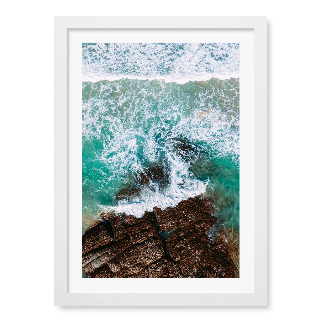 Aqua Rocks 3 Point Cartwright Wall Art Print A3 (29.7 x 42cm) / Matte White Frame / White Border from our Australian Made Framed Wall Art, Prints & Posters collection by Profile Products (Australia) Pty Ltd