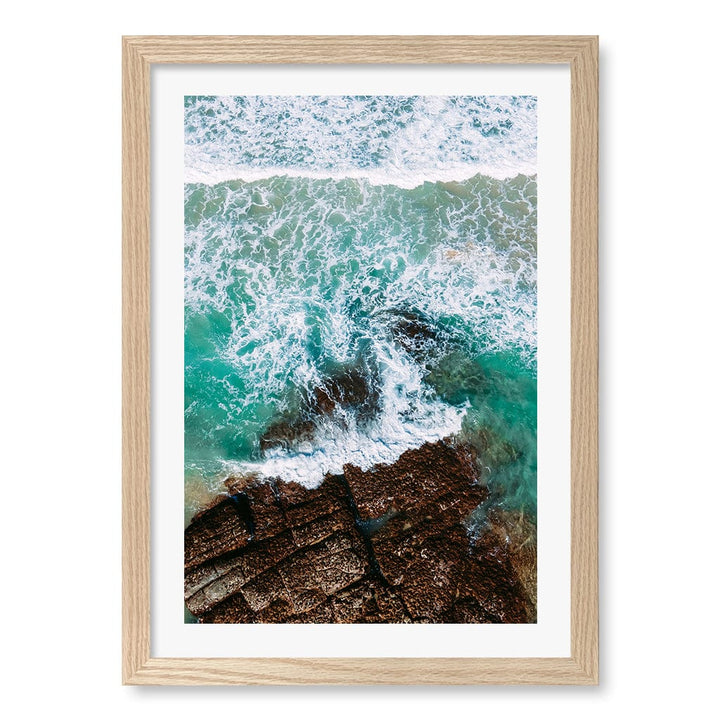 Aqua Rocks 3 Point Cartwright Wall Art Print A3 (29.7 x 42cm) / Natural Oak Frame / White Border from our Australian Made Framed Wall Art, Prints & Posters collection by Profile Products (Australia) Pty Ltd