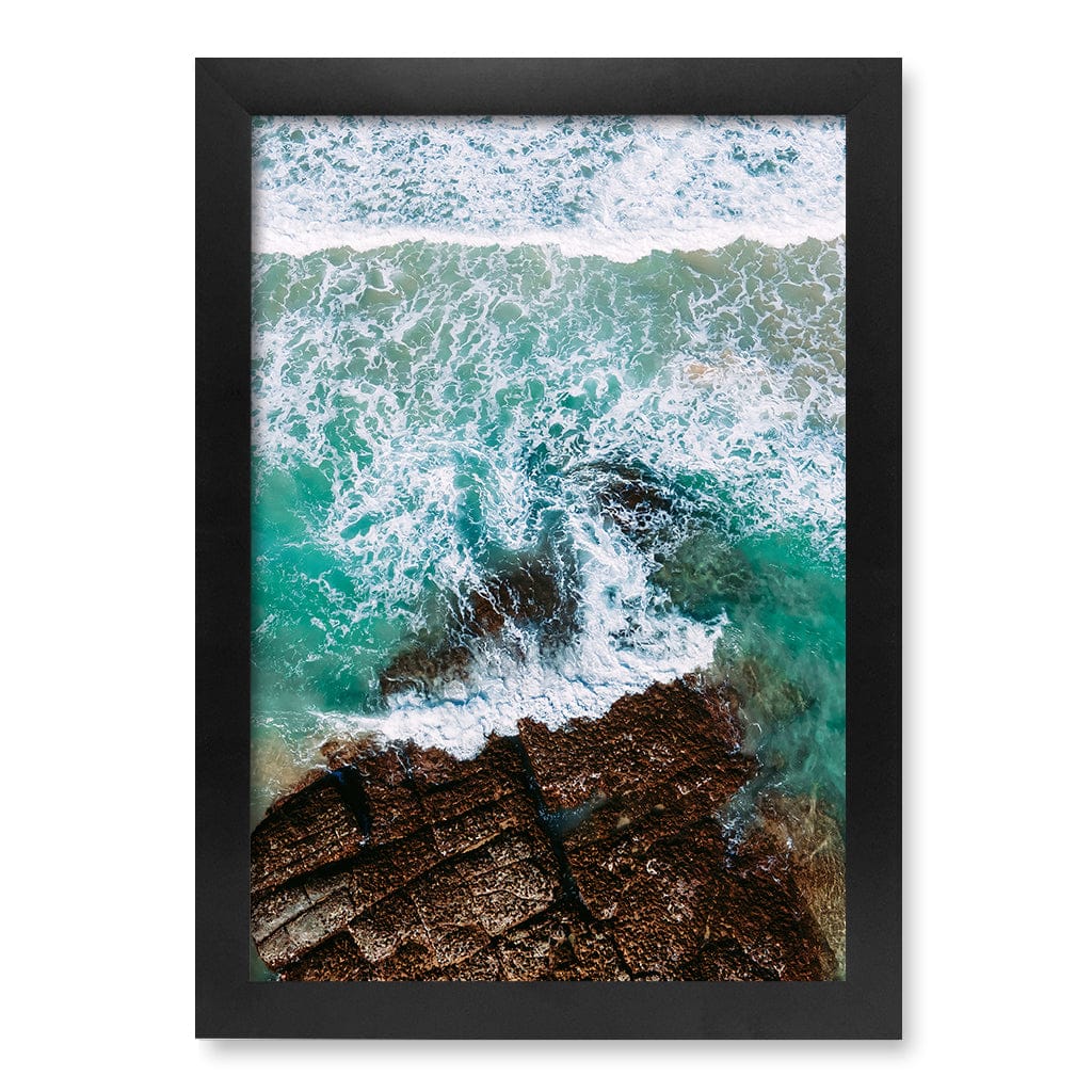 Aqua Rocks 3 Point Cartwright Wall Art Print A4 (21 x 29.7cm) / Matte Black Frame / No Border from our Australian Made Framed Wall Art, Prints & Posters collection by Profile Products (Australia) Pty Ltd