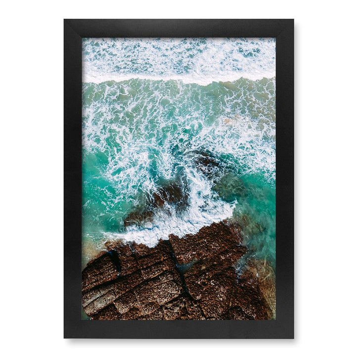 Aqua Rocks 3 Point Cartwright Wall Art Print A4 (21 x 29.7cm) / Matte Black Frame / No Border from our Australian Made Framed Wall Art, Prints & Posters collection by Profile Products (Australia) Pty Ltd