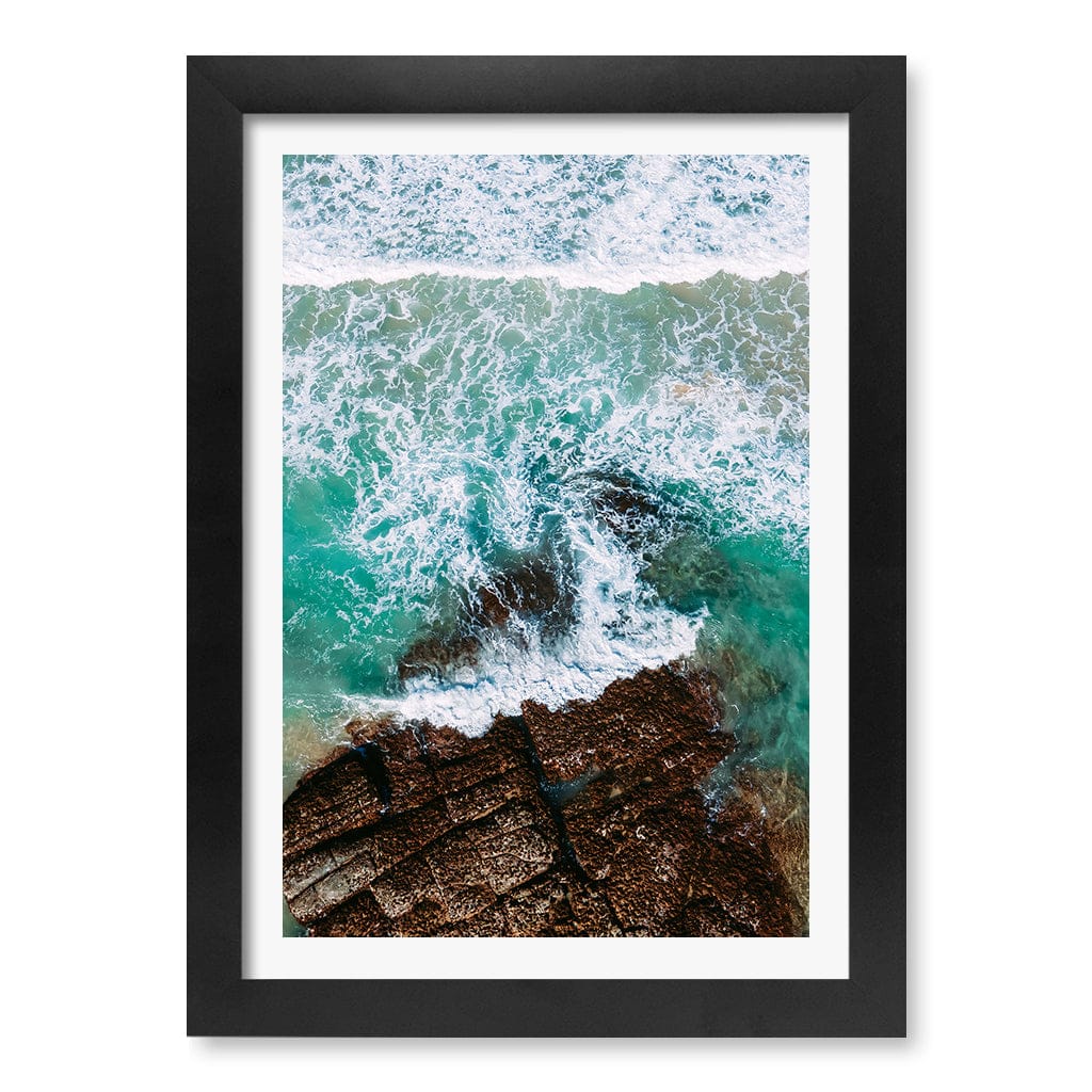 Aqua Rocks 3 Point Cartwright Wall Art Print A4 (21 x 29.7cm) / Matte Black Frame / White Border from our Australian Made Framed Wall Art, Prints & Posters collection by Profile Products (Australia) Pty Ltd