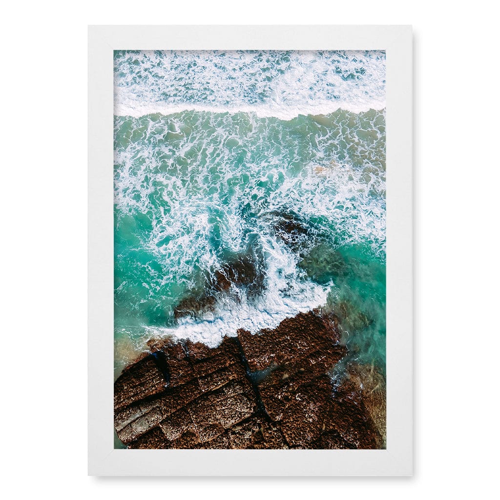 Aqua Rocks 3 Point Cartwright Wall Art Print A4 (21 x 29.7cm) / Matte White Frame / No Border from our Australian Made Framed Wall Art, Prints & Posters collection by Profile Products (Australia) Pty Ltd