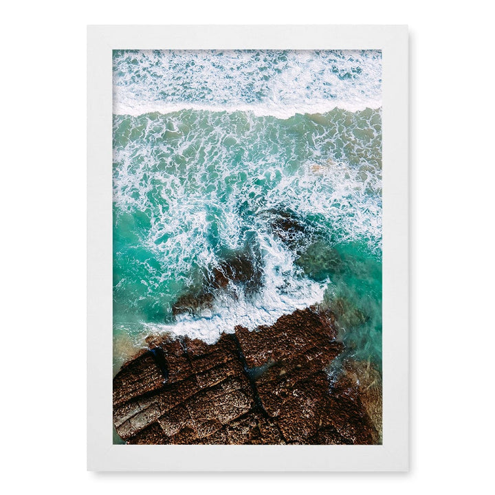 Aqua Rocks 3 Point Cartwright Wall Art Print A4 (21 x 29.7cm) / Matte White Frame / No Border from our Australian Made Framed Wall Art, Prints & Posters collection by Profile Products (Australia) Pty Ltd