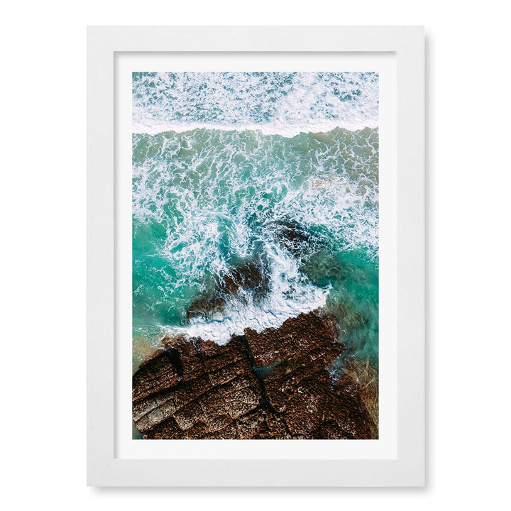 Aqua Rocks 3 Point Cartwright Wall Art Print A4 (21 x 29.7cm) / Matte White Frame / White Border from our Australian Made Framed Wall Art, Prints & Posters collection by Profile Products (Australia) Pty Ltd