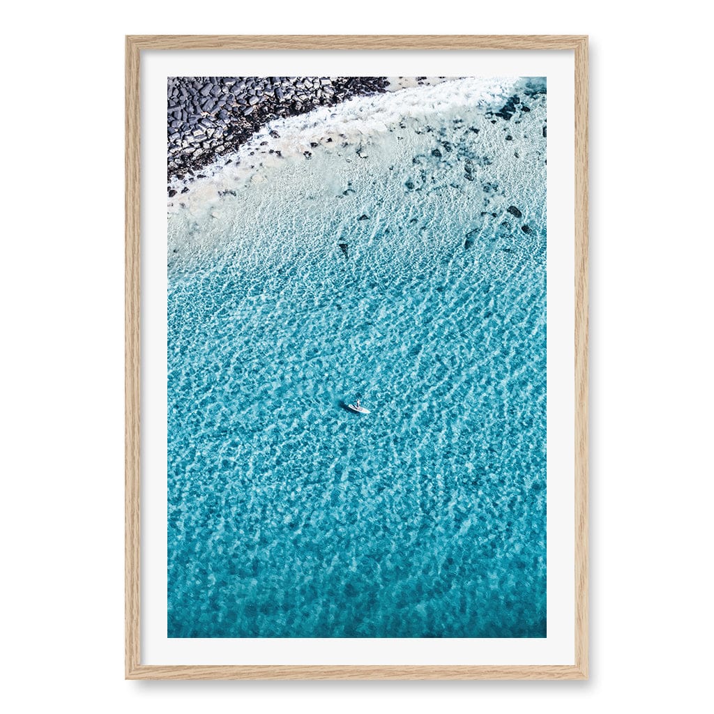 Aqua Rocks 4 Tallebudgera Wall Art Print A1 (59.4 x 84.1cm) / Natural Oak Frame / White Border from our Australian Made Framed Wall Art, Prints & Posters collection by Profile Products (Australia) Pty Ltd