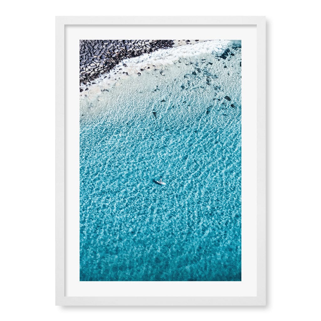 Aqua Rocks 4 Tallebudgera Wall Art Print A2 (42 x 59.4cm) / Matte White Frame / White Border from our Australian Made Framed Wall Art, Prints & Posters collection by Profile Products (Australia) Pty Ltd