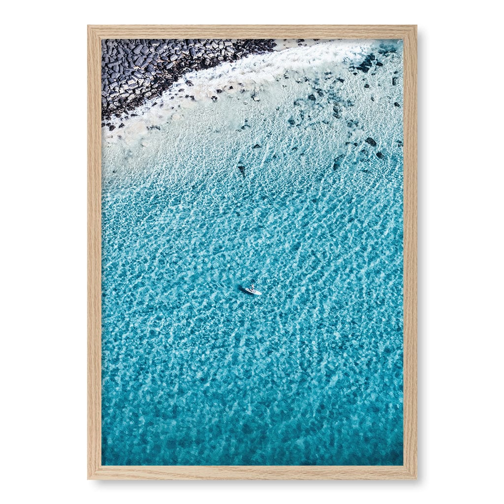 Aqua Rocks 4 Tallebudgera Wall Art Print A2 (42 x 59.4cm) / Natural Oak Frame / No Border from our Australian Made Framed Wall Art, Prints & Posters collection by Profile Products (Australia) Pty Ltd