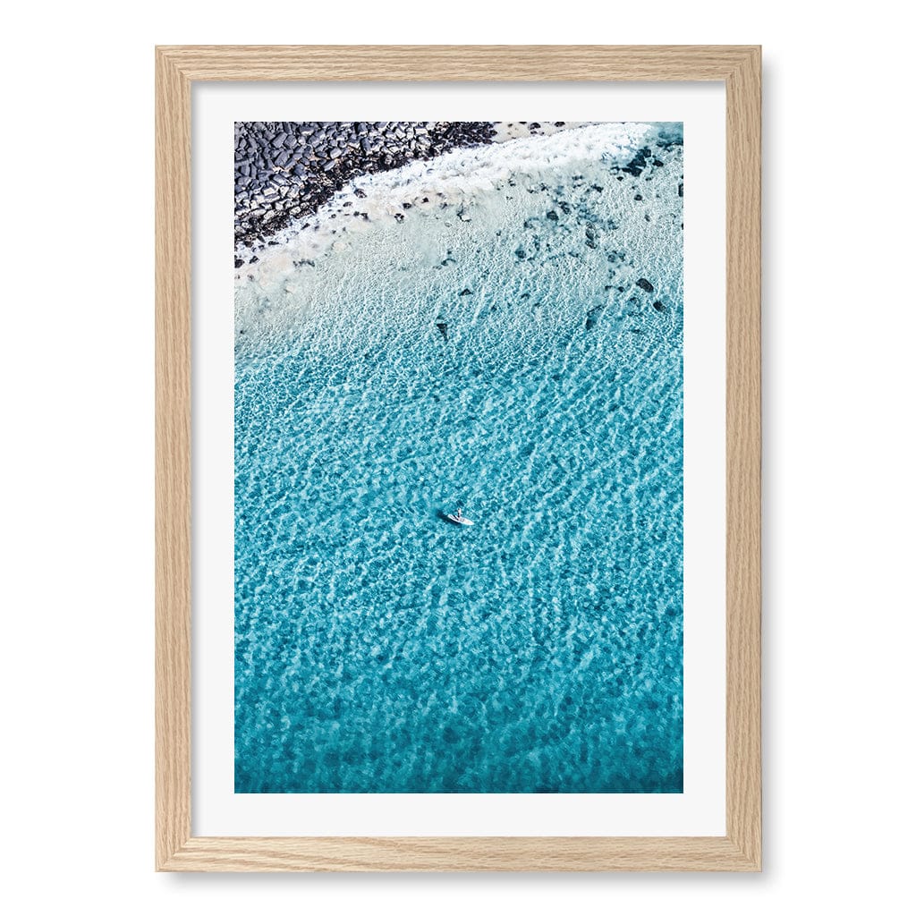Aqua Rocks 4 Tallebudgera Wall Art Print A3 (29.7 x 42cm) / Natural Oak Frame / White Border from our Australian Made Framed Wall Art, Prints & Posters collection by Profile Products (Australia) Pty Ltd