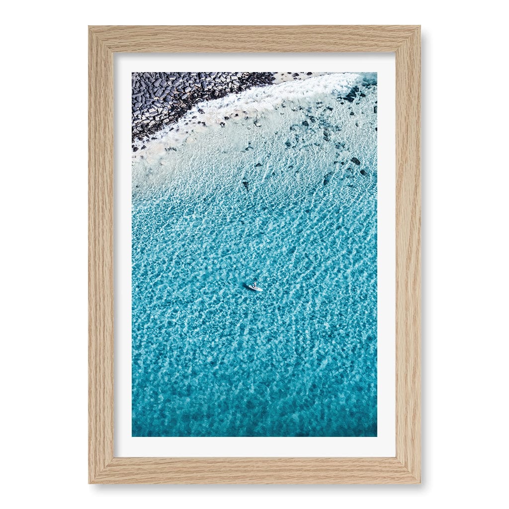 Aqua Rocks 4 Tallebudgera Wall Art Print A4 (21 x 29.7cm) / Natural Oak Frame / White Border from our Australian Made Framed Wall Art, Prints & Posters collection by Profile Products (Australia) Pty Ltd