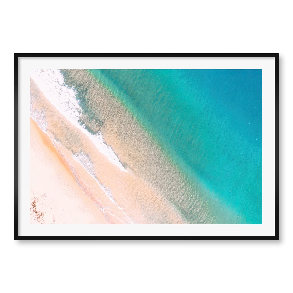 Aqua Sands 1 Putty Beach Wall Art Print A0 (84.1 x 118.9cm) / Matte Black Frame / White Border from our Australian Made Framed Wall Art, Prints & Posters collection by Profile Products (Australia) Pty Ltd