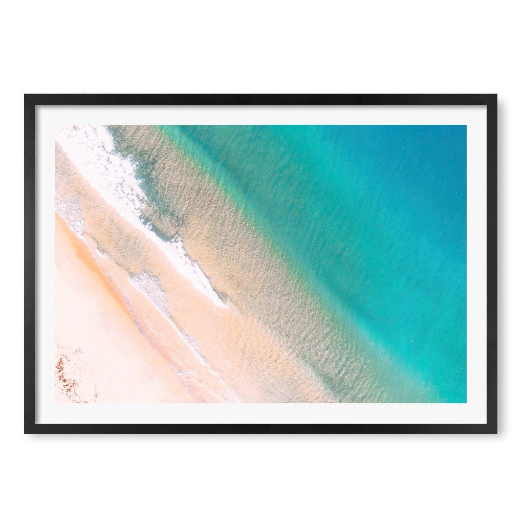 Aqua Sands 1 Putty Beach Wall Art Print A1 (59.4 x 84.1cm) / Matte Black Frame / White Border from our Australian Made Framed Wall Art, Prints & Posters collection by Profile Products (Australia) Pty Ltd