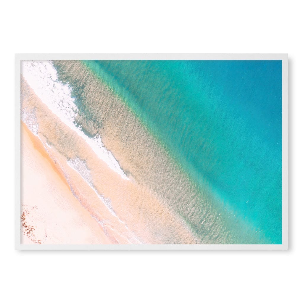 Aqua Sands 1 Putty Beach Wall Art Print A1 (59.4 x 84.1cm) / Matte White Frame / No Border from our Australian Made Framed Wall Art, Prints & Posters collection by Profile Products (Australia) Pty Ltd