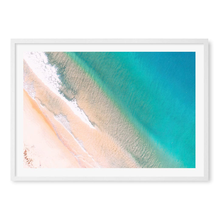 Aqua Sands 1 Putty Beach Wall Art Print A1 (59.4 x 84.1cm) / Matte White Frame / White Border from our Australian Made Framed Wall Art, Prints & Posters collection by Profile Products (Australia) Pty Ltd