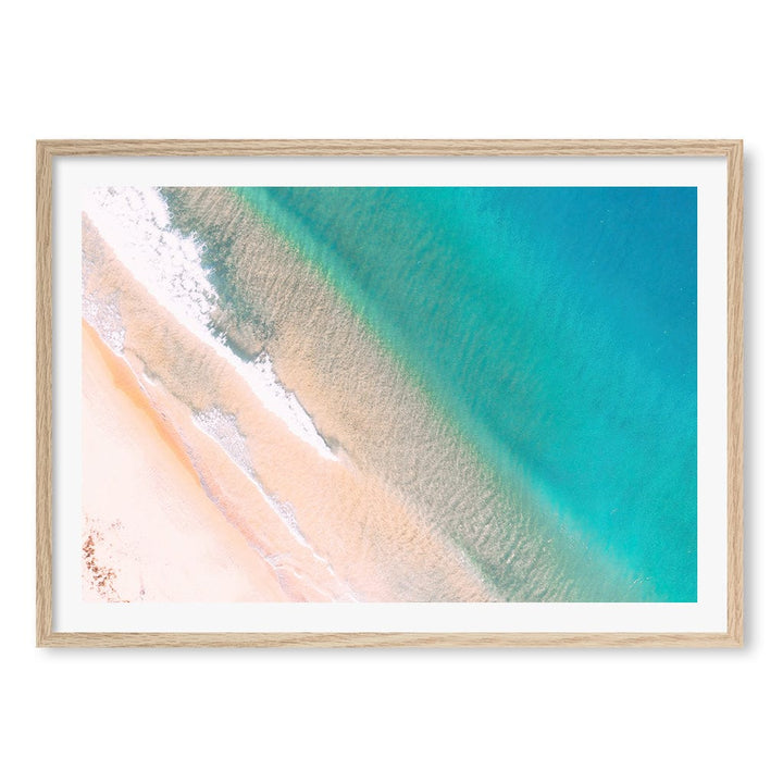 Aqua Sands 1 Putty Beach Wall Art Print A1 (59.4 x 84.1cm) / Natural Oak Frame / White Border from our Australian Made Framed Wall Art, Prints & Posters collection by Profile Products (Australia) Pty Ltd