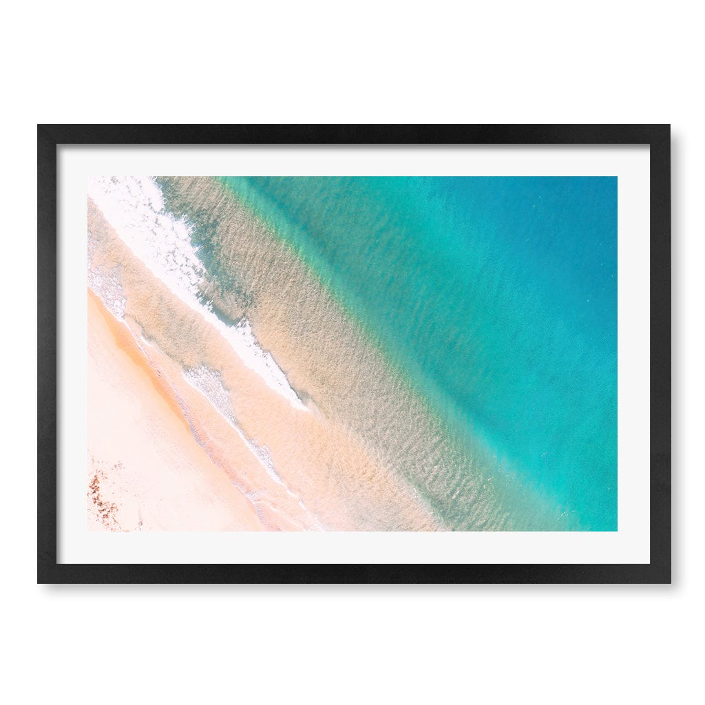 Aqua Sands 1 Putty Beach Wall Art Print A2 (42 x 59.4cm) / Matte Black Frame / White Border from our Australian Made Framed Wall Art, Prints & Posters collection by Profile Products (Australia) Pty Ltd
