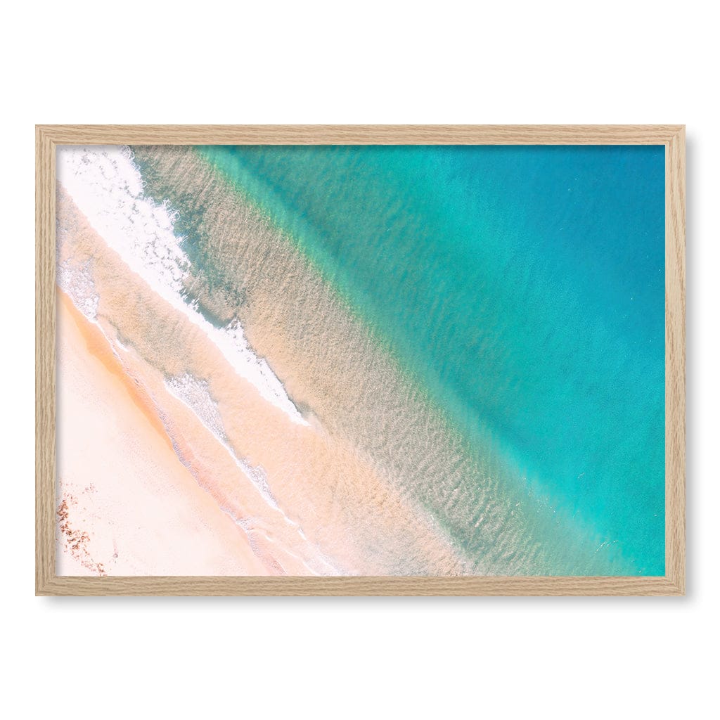 Aqua Sands 1 Putty Beach Wall Art Print A2 (42 x 59.4cm) / Natural Oak Frame / No Border from our Australian Made Framed Wall Art, Prints & Posters collection by Profile Products (Australia) Pty Ltd