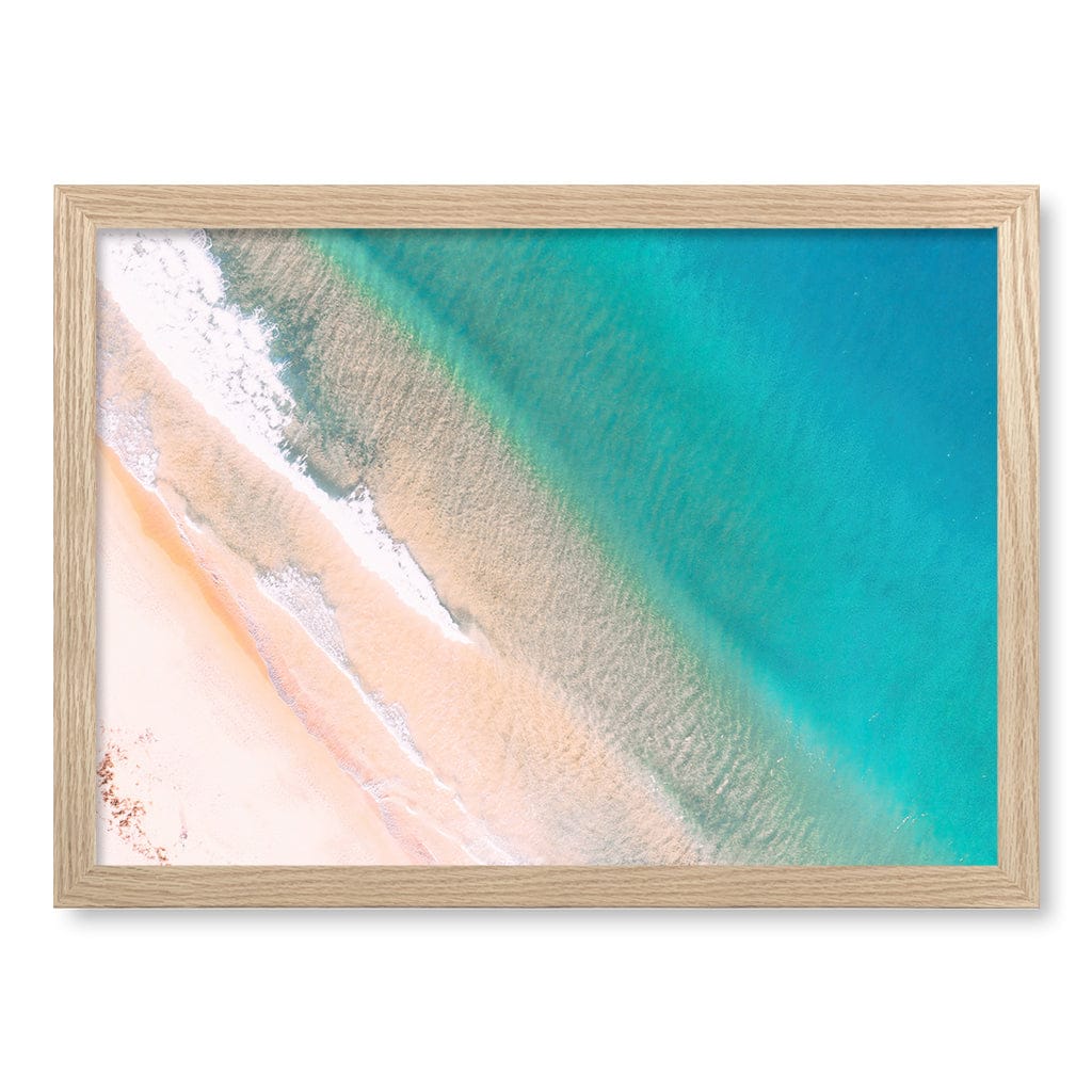 Aqua Sands 1 Putty Beach Wall Art Print A3 (29.7 x 42cm) / Natural Oak Frame / No Border from our Australian Made Framed Wall Art, Prints & Posters collection by Profile Products (Australia) Pty Ltd