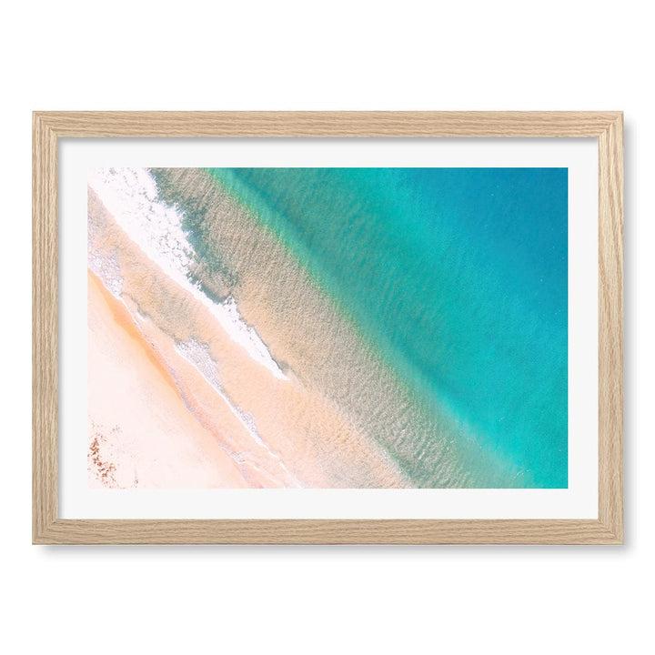 Aqua Sands 1 Putty Beach Wall Art Print A3 (29.7 x 42cm) / Natural Oak Frame / White Border from our Australian Made Framed Wall Art, Prints & Posters collection by Profile Products (Australia) Pty Ltd