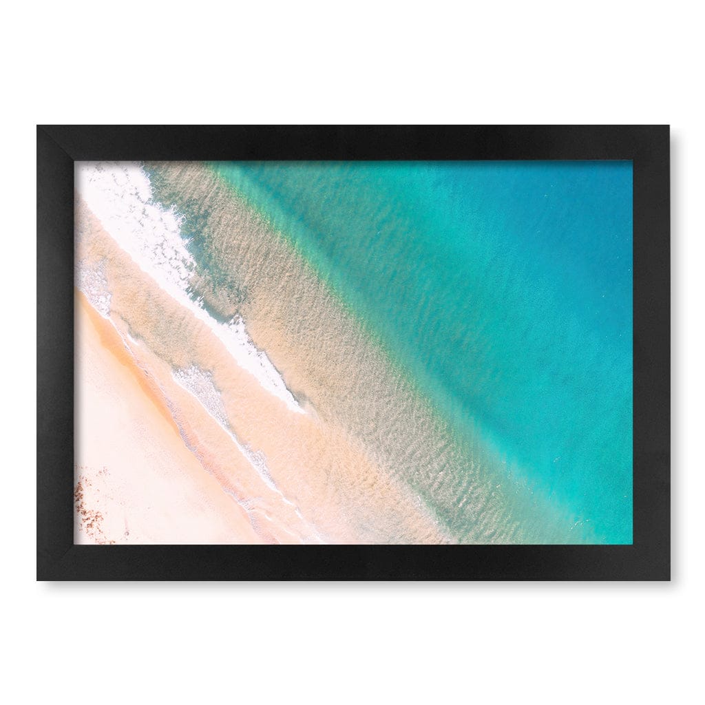 Aqua Sands 1 Putty Beach Wall Art Print A4 (21 x 29.7cm) / Matte Black Frame / No Border from our Australian Made Framed Wall Art, Prints & Posters collection by Profile Products (Australia) Pty Ltd