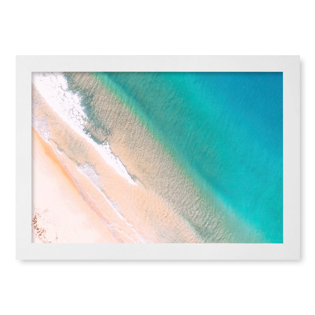Aqua Sands 1 Putty Beach Wall Art Print A4 (21 x 29.7cm) / Matte White Frame / No Border from our Australian Made Framed Wall Art, Prints & Posters collection by Profile Products (Australia) Pty Ltd