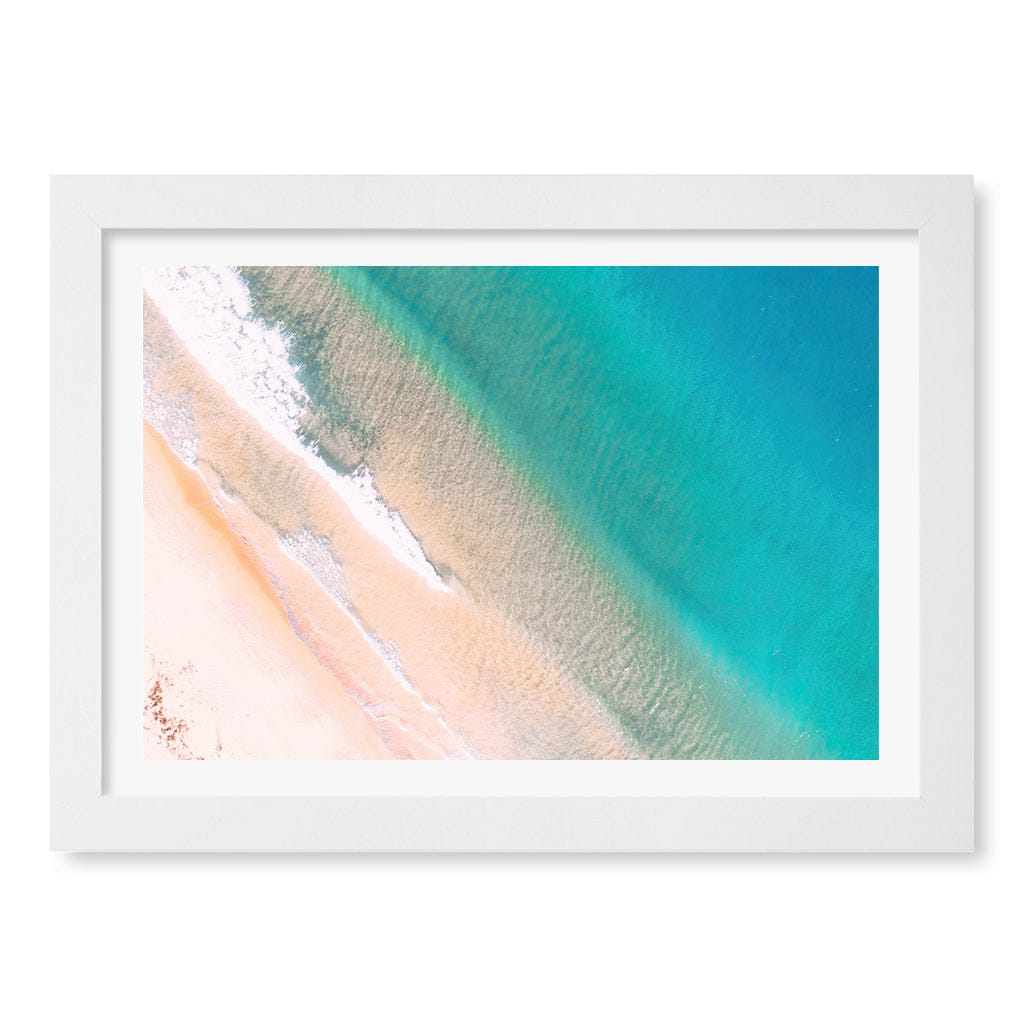 Aqua Sands 1 Putty Beach Wall Art Print A4 (21 x 29.7cm) / Matte White Frame / White Border from our Australian Made Framed Wall Art, Prints & Posters collection by Profile Products (Australia) Pty Ltd