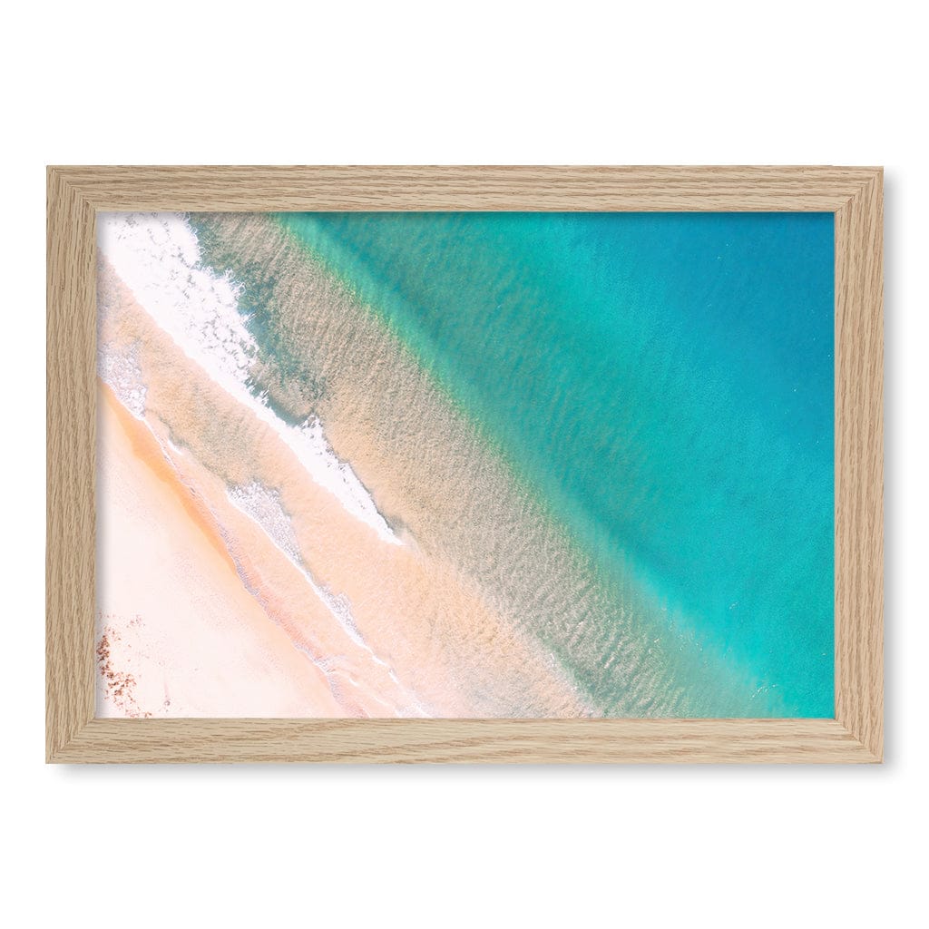 Aqua Sands 1 Putty Beach Wall Art Print A4 (21 x 29.7cm) / Natural Oak Frame / No Border from our Australian Made Framed Wall Art, Prints & Posters collection by Profile Products (Australia) Pty Ltd