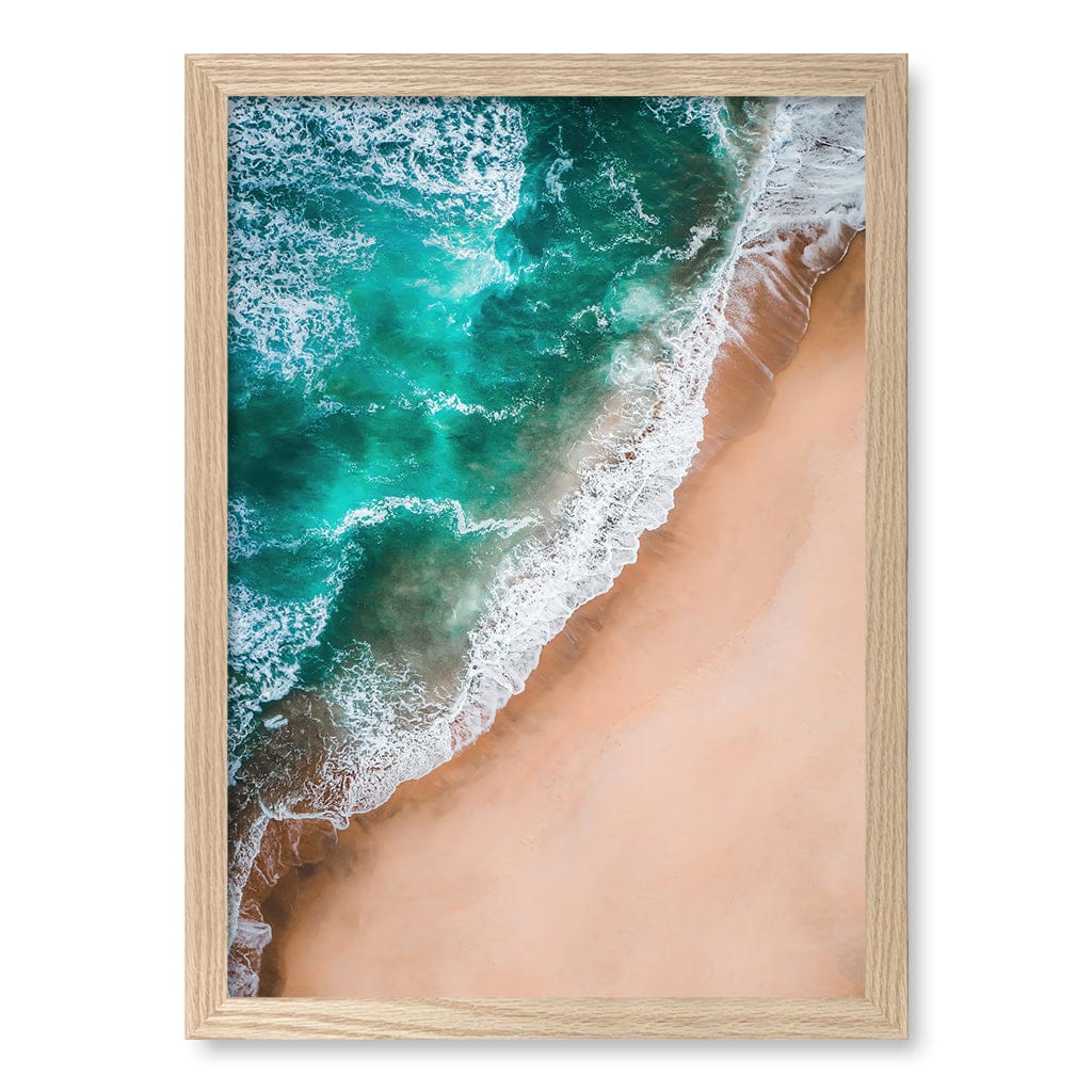 Aqua Sands 3 Wall Art Print A3 (29.7 x 42cm) / Natural Oak Frame / No Border from our Australian Made Framed Wall Art, Prints & Posters collection by Profile Products (Australia) Pty Ltd
