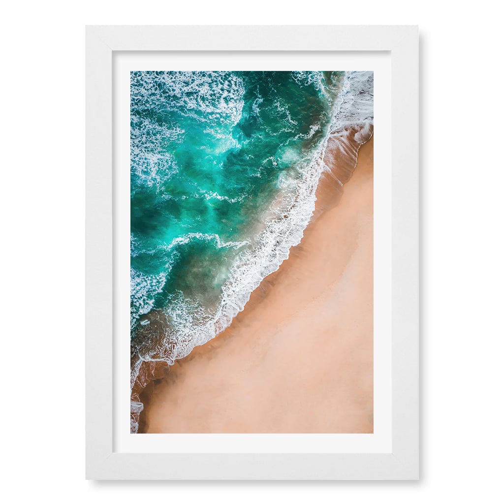 Aqua Sands 3 Wall Art Print A4 (21 x 29.7cm) / Matte White Frame / White Border from our Australian Made Framed Wall Art, Prints & Posters collection by Profile Products (Australia) Pty Ltd