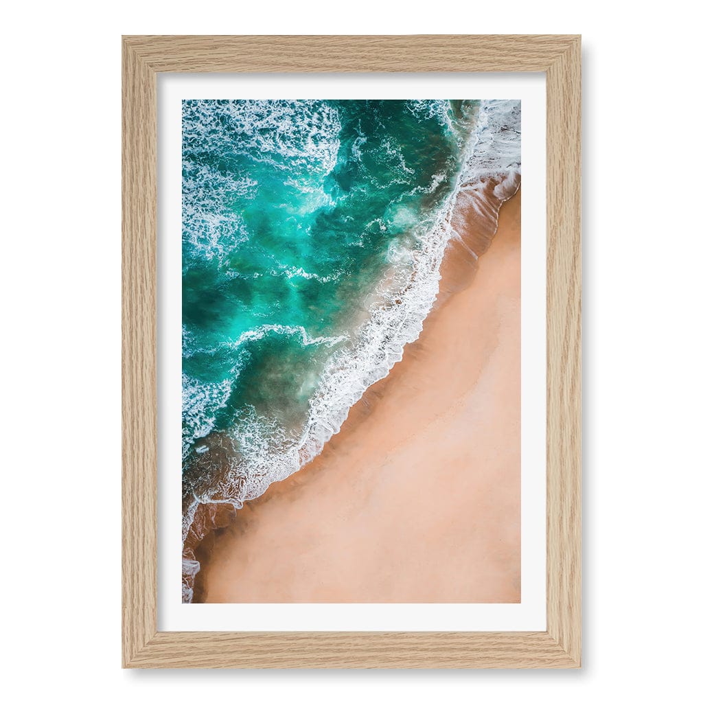 Aqua Sands 3 Wall Art Print A4 (21 x 29.7cm) / Natural Oak Frame / White Border from our Australian Made Framed Wall Art, Prints & Posters collection by Profile Products (Australia) Pty Ltd