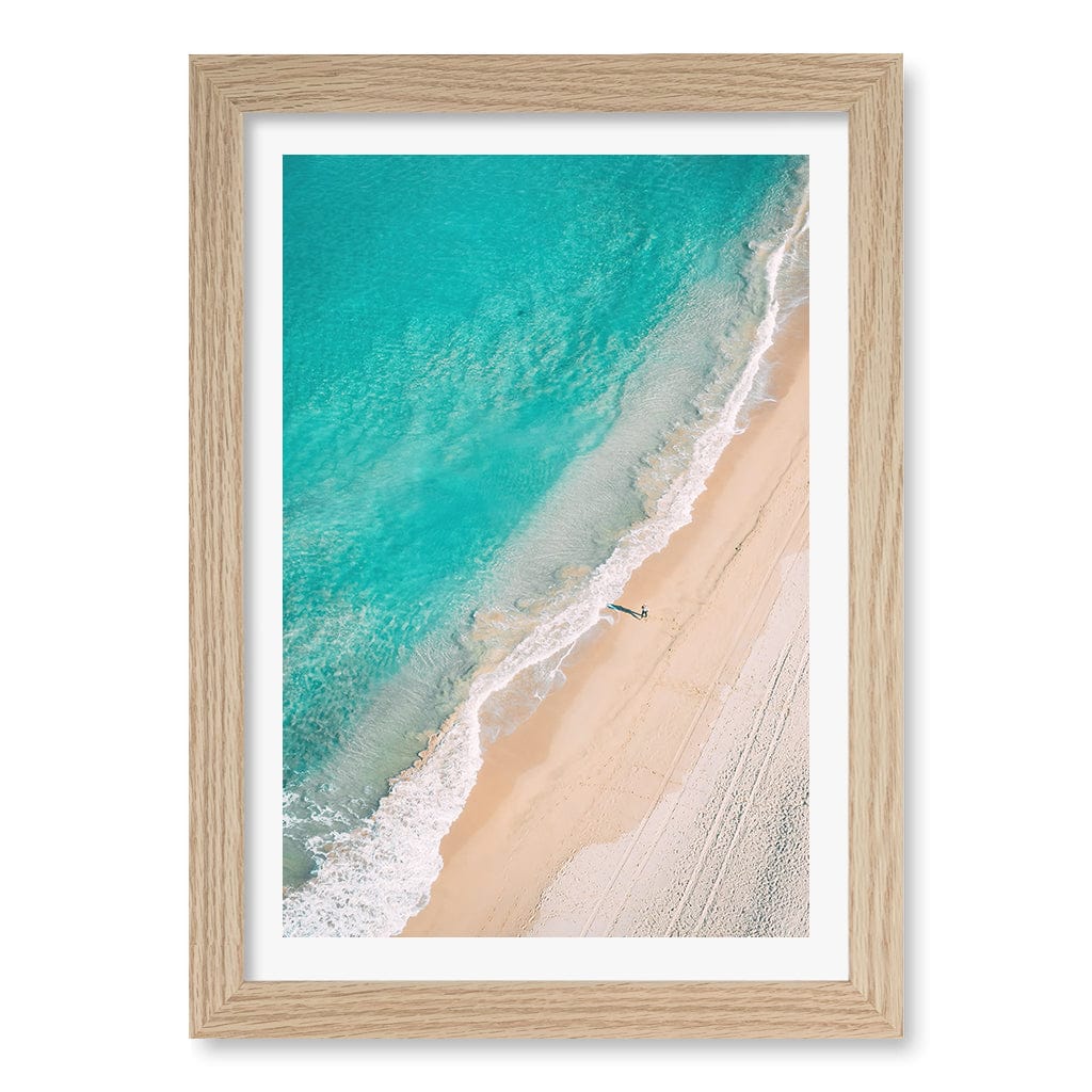 Aqua Sands 4 Cronulla Beach Wall Art Print A4 (21 x 29.7cm) / Natural Oak Frame / White Border from our Australian Made Framed Wall Art, Prints & Posters collection by Profile Products (Australia) Pty Ltd