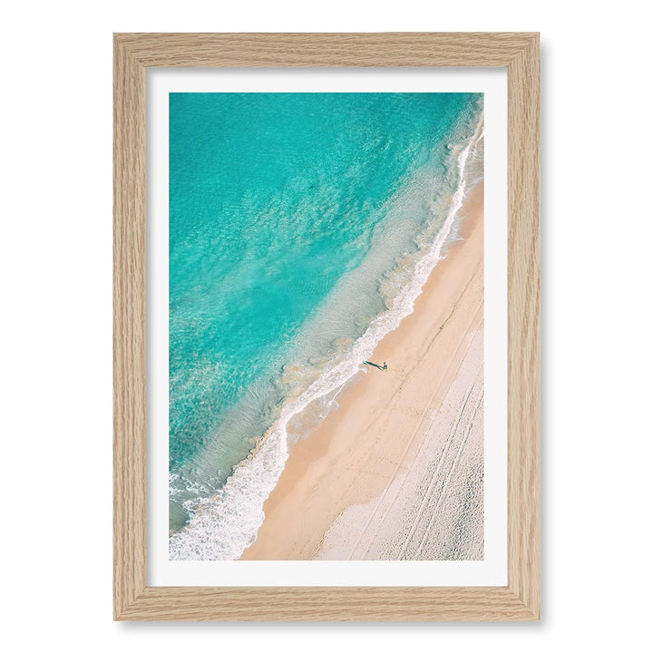 Aqua Sands 4 Cronulla Beach Wall Art Print A4 (21 x 29.7cm) / Natural Oak Frame / White Border from our Australian Made Framed Wall Art, Prints & Posters collection by Profile Products (Australia) Pty Ltd