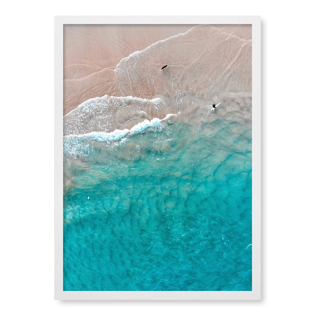 Aqua Sands 5 Main Beach Wall Art Print A2 (42 x 59.4cm) / Matte White Frame / No Border from our Australian Made Framed Wall Art, Prints & Posters collection by Profile Products (Australia) Pty Ltd