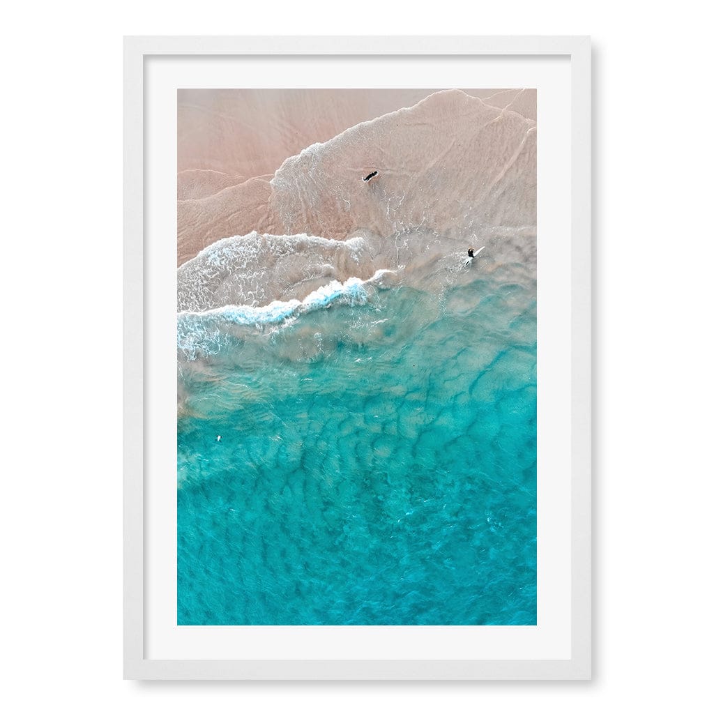 Aqua Sands 5 Main Beach Wall Art Print A2 (42 x 59.4cm) / Matte White Frame / White Border from our Australian Made Framed Wall Art, Prints & Posters collection by Profile Products (Australia) Pty Ltd