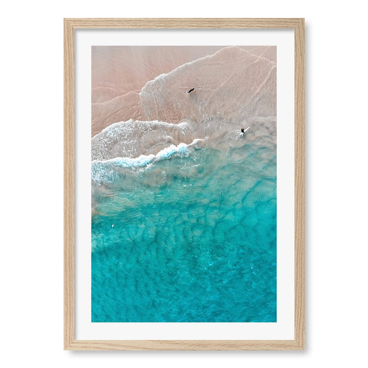 Aqua Sands 5 Main Beach Wall Art Print A2 (42 x 59.4cm) / Natural Oak Frame / White Border from our Australian Made Framed Wall Art, Prints & Posters collection by Profile Products (Australia) Pty Ltd