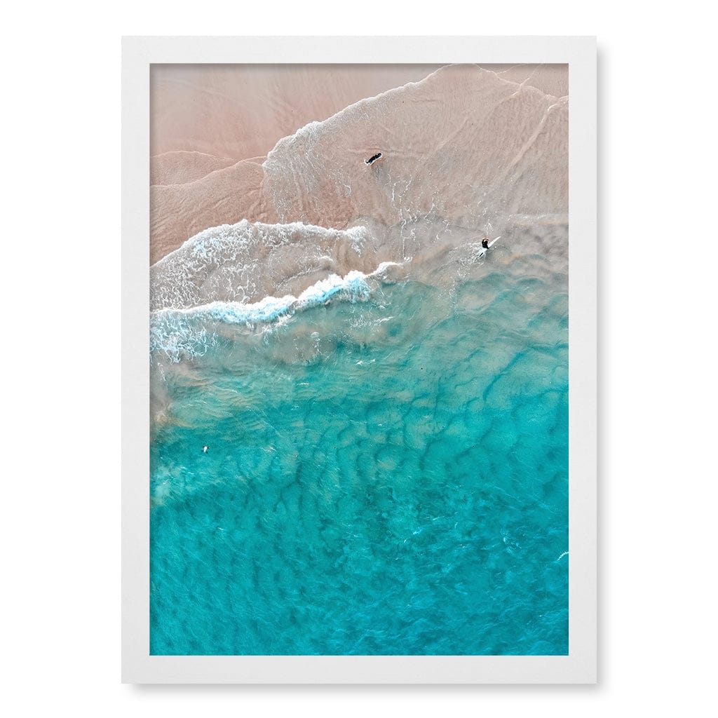Aqua Sands 5 Main Beach Wall Art Print A3 (29.7 x 42cm) / Matte White Frame / No Border from our Australian Made Framed Wall Art, Prints & Posters collection by Profile Products (Australia) Pty Ltd