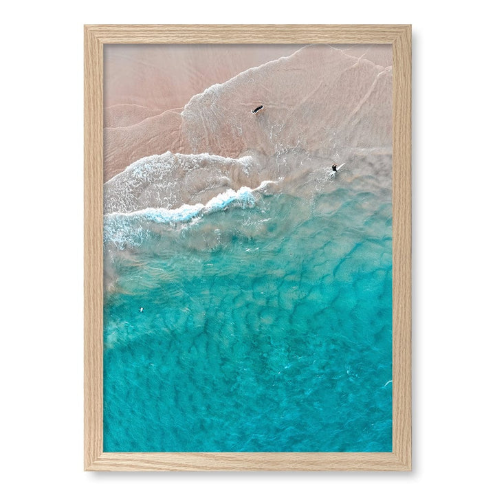 Aqua Sands 5 Main Beach Wall Art Print A3 (29.7 x 42cm) / Natural Oak Frame / No Border from our Australian Made Framed Wall Art, Prints & Posters collection by Profile Products (Australia) Pty Ltd
