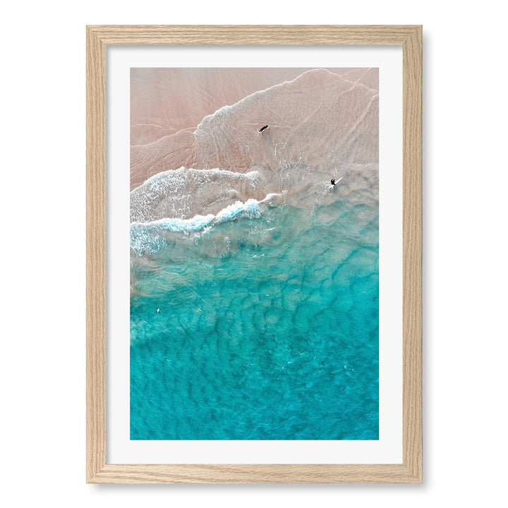 Aqua Sands 5 Main Beach Wall Art Print A3 (29.7 x 42cm) / Natural Oak Frame / White Border from our Australian Made Framed Wall Art, Prints & Posters collection by Profile Products (Australia) Pty Ltd