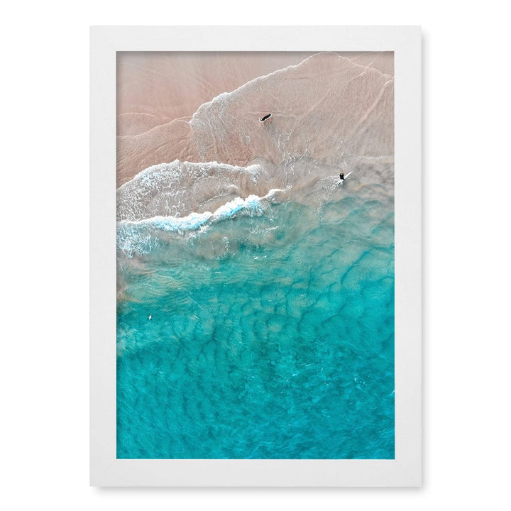 Aqua Sands 5 Main Beach Wall Art Print A4 (21 x 29.7cm) / Matte White Frame / No Border from our Australian Made Framed Wall Art, Prints & Posters collection by Profile Products (Australia) Pty Ltd