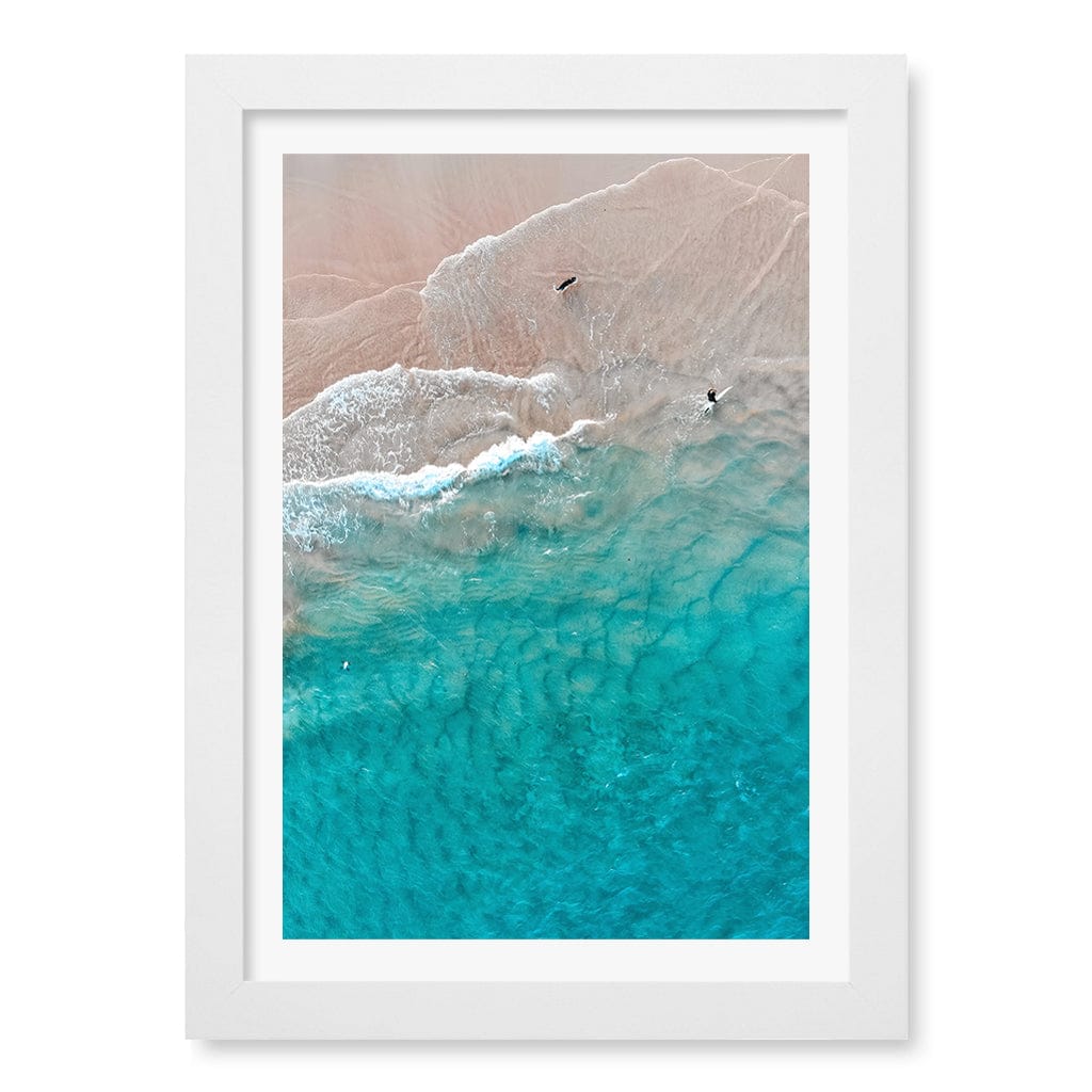 Aqua Sands 5 Main Beach Wall Art Print A4 (21 x 29.7cm) / Matte White Frame / White Border from our Australian Made Framed Wall Art, Prints & Posters collection by Profile Products (Australia) Pty Ltd