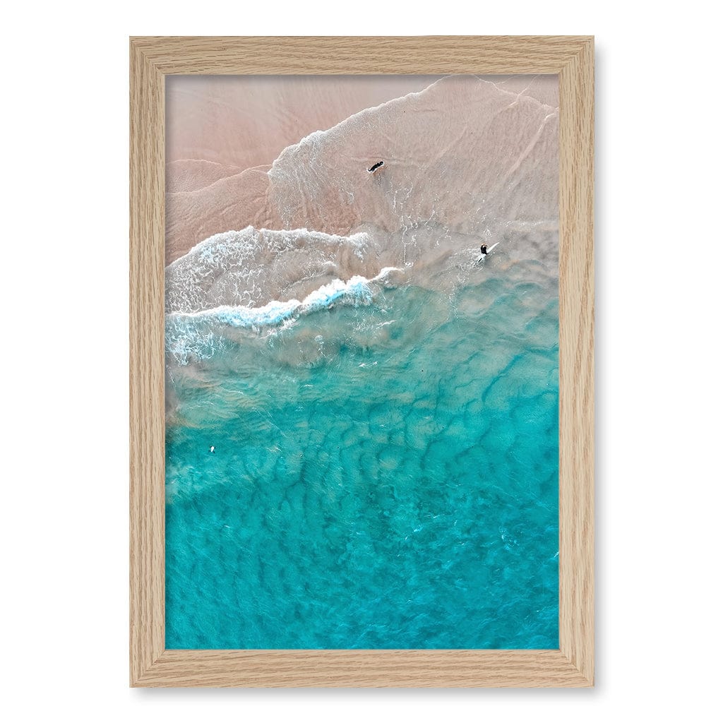 Aqua Sands 5 Main Beach Wall Art Print A4 (21 x 29.7cm) / Natural Oak Frame / No Border from our Australian Made Framed Wall Art, Prints & Posters collection by Profile Products (Australia) Pty Ltd