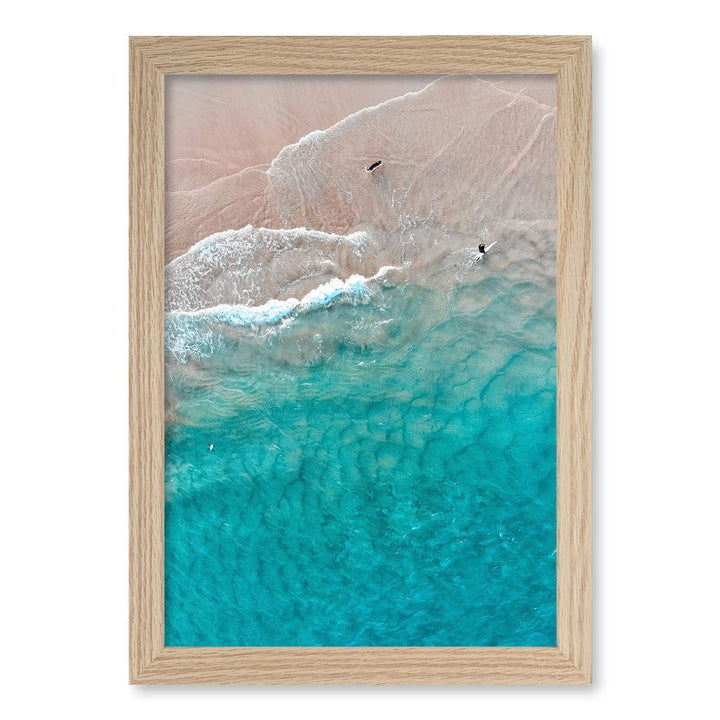Aqua Sands 5 Main Beach Wall Art Print A4 (21 x 29.7cm) / Natural Oak Frame / No Border from our Australian Made Framed Wall Art, Prints & Posters collection by Profile Products (Australia) Pty Ltd