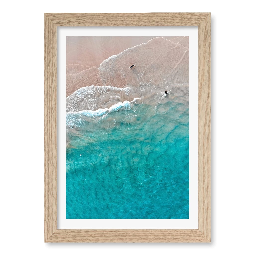 Aqua Sands 5 Main Beach Wall Art Print A4 (21 x 29.7cm) / Natural Oak Frame / White Border from our Australian Made Framed Wall Art, Prints & Posters collection by Profile Products (Australia) Pty Ltd