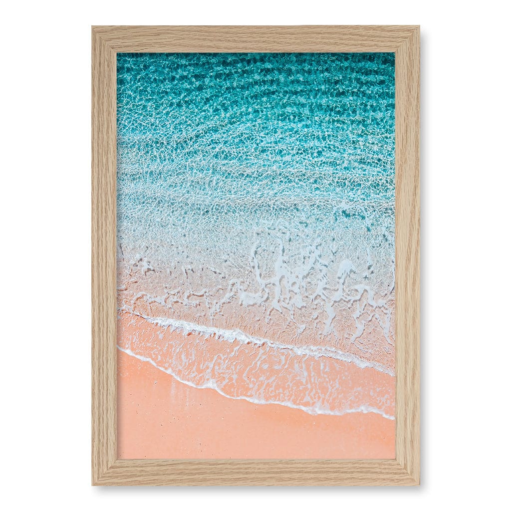 Aqua Sands 6 Sunshine Coast Wall Art Print A4 (21 x 29.7cm) / Natural Oak Frame / No Border from our Australian Made Framed Wall Art, Prints & Posters collection by Profile Products (Australia) Pty Ltd