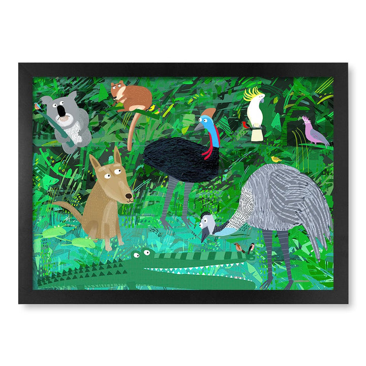 Australian Animals in the Jungle Wall Art Print A3 (29.7 x 42cm) / Matte Black Frame / No Border from our Australian Made Framed Wall Art, Prints & Posters collection by Profile Products (Australia) Pty Ltd