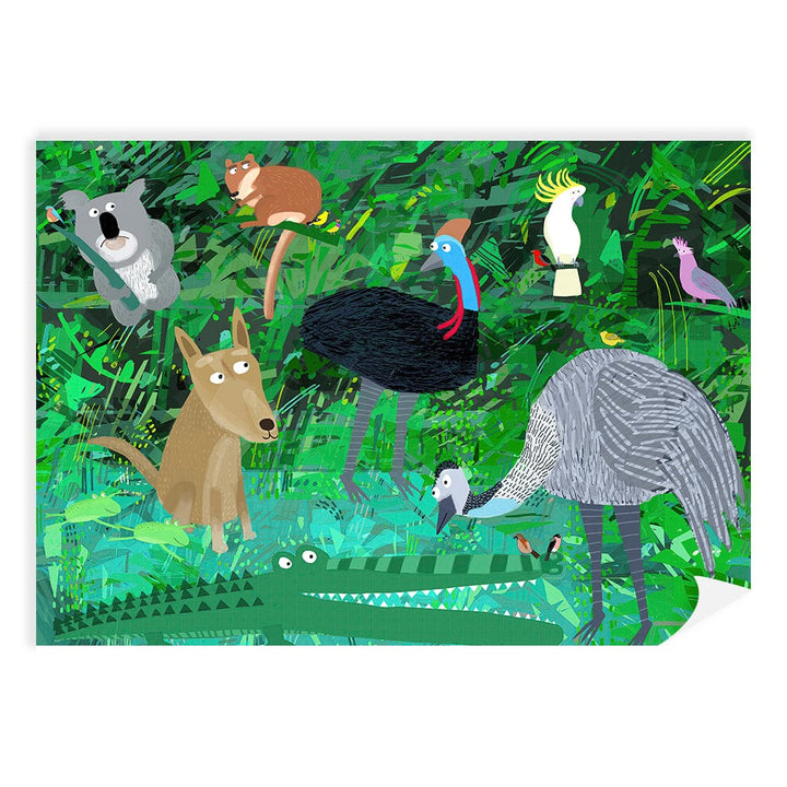 Australian Animals in the Jungle Wall Art Print A4 (21 x 29.7cm) / Print Only / No Border from our Australian Made Framed Wall Art, Prints & Posters collection by Profile Products (Australia) Pty Ltd