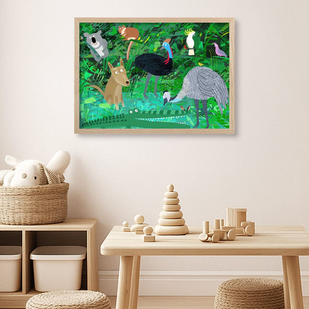 Australian Animals in the Jungle Wall Art Print from our Australian Made Framed Wall Art, Prints & Posters collection by Profile Products (Australia) Pty Ltd