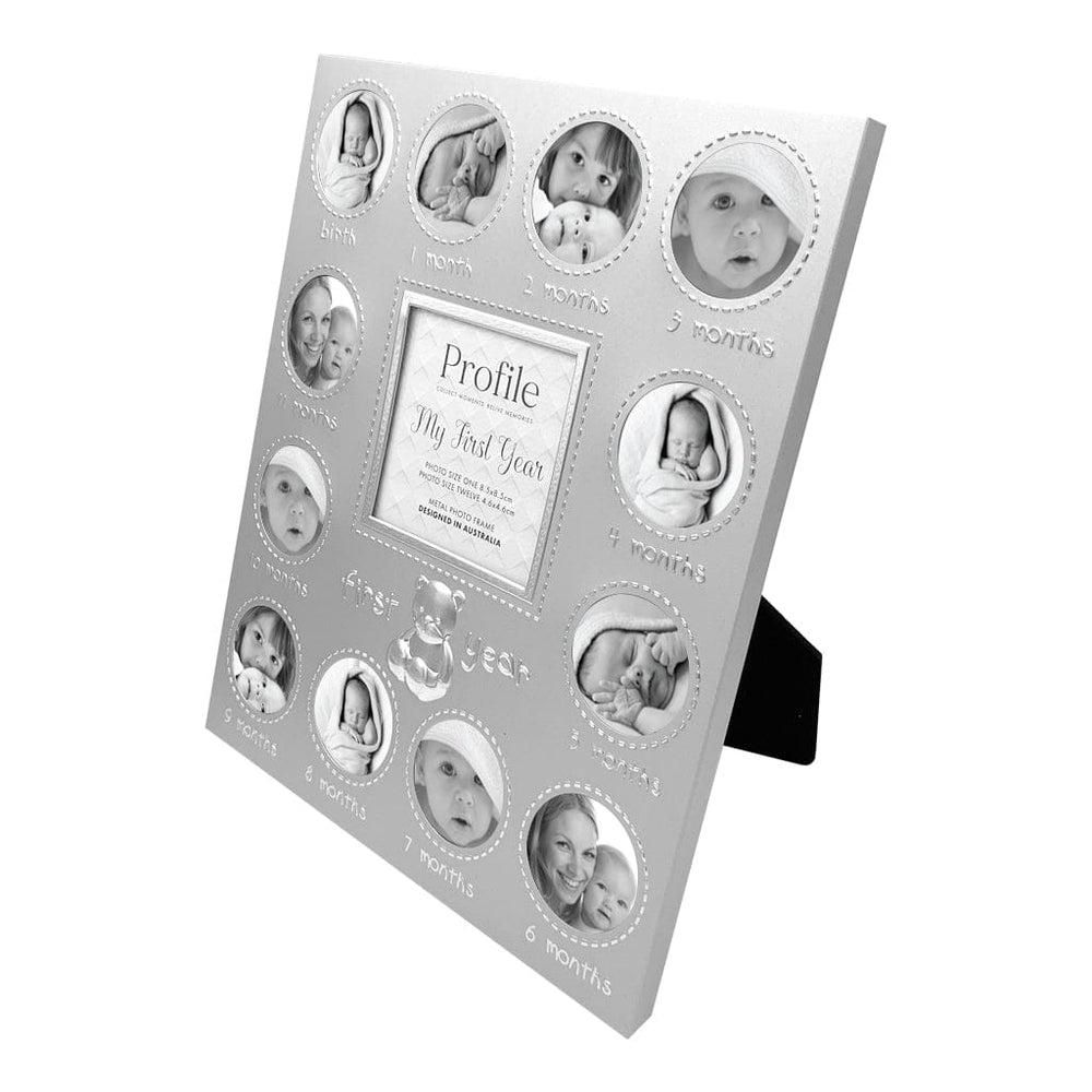 Baby First Year Gift Bundle – Silver Photo Album + First Year Frame (2 Pieces) from our Photo Albums collection by Profile Australia