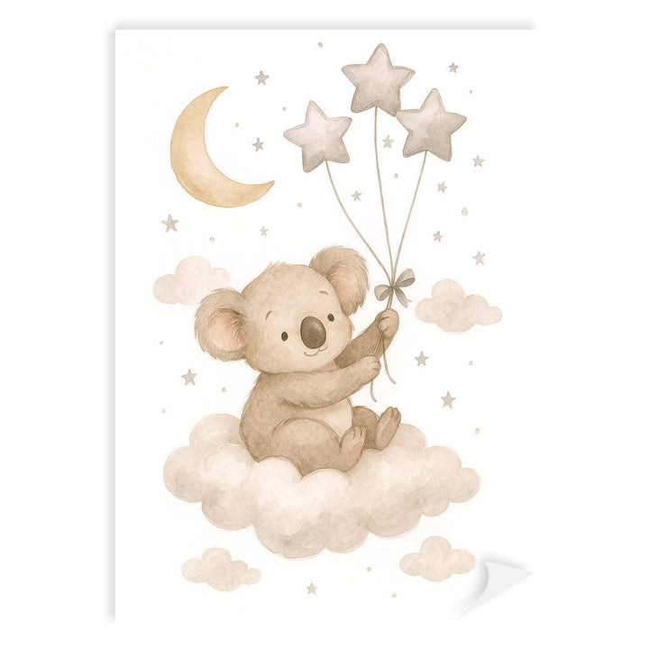 Baby Koala Floating Balloons Nursery Wall Art Print A4 (21 x 29.7cm) / Print Only / No Border from our Australian Made Framed Wall Art, Prints & Posters collection by Profile Products (Australia) Pty Ltd