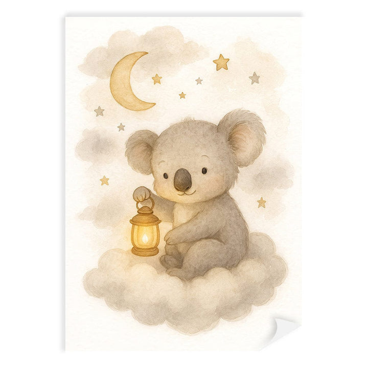 Baby Koala Hanging Lantern Nursery Wall Art Print A4 (21 x 29.7cm) / Print Only / No Border from our Australian Made Framed Wall Art, Prints & Posters collection by Profile Products (Australia) Pty Ltd